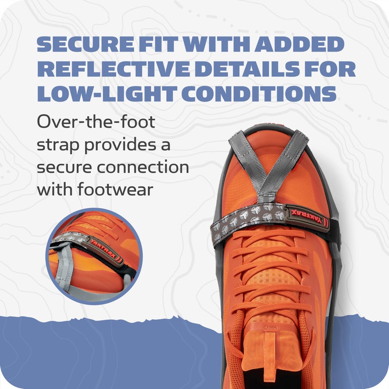 Yaktrax Run Traction Cleats for Snow and Ice, Gray/Red, Small (8161) - Image 4